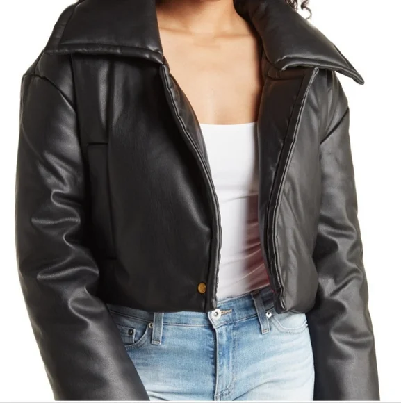 REBECCA MINKOFF Cropped Padded Moto Jacket Size M - Picture 3 of 8